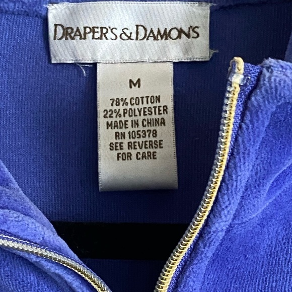 Vintage Tracksuit Pantsuit DRAPER’S & DAMON’S Velour Blue Medium Balletcore - Picture 4 of 11